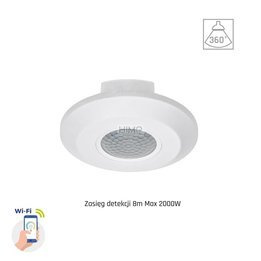 Czujnik ruchu PIR 360st 2kW 8m 1-10V n/t IP20 230V Wi-Fi/BT Spectrum SMART