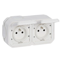 Nowe Plexo - Gniazdo 2x2P+Z poziome, komplet natynkowy 16A-250 V~- białe - Legrand 069778L