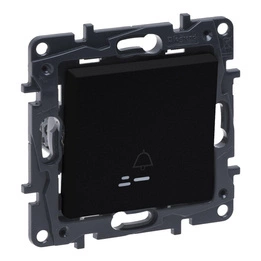 Niloe Step - Przycisk podświetlany pojedynczy z symbolem dzwonka 6A Czarny Legrand 863510