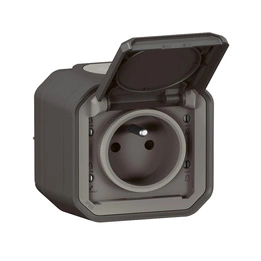 Nowe Plexo - Gniazdo 2P+Z zaciski automatyczne, komplet natynkowy 16A-250V~- antracyt - Legrand 069791L