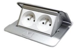 Minipuszka POP-UP do blatów ALUMINIUM wyposażona w białe gniazda 2P+Z Legrand 054011
