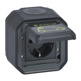 Nowe Plexo - Gniazdo Schuko do ładowania samochodów elektrycznych, komplet natynkowy 16A-250V~ - antracyt - Legrand 069708L